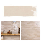 Tenedos HTC184 Ceramic Subway Wall Tile Handmade Look Glossy Glaze for Backsplash Kitchen, Bathroom Shower, Accent Wall (1, Ivory Mist)